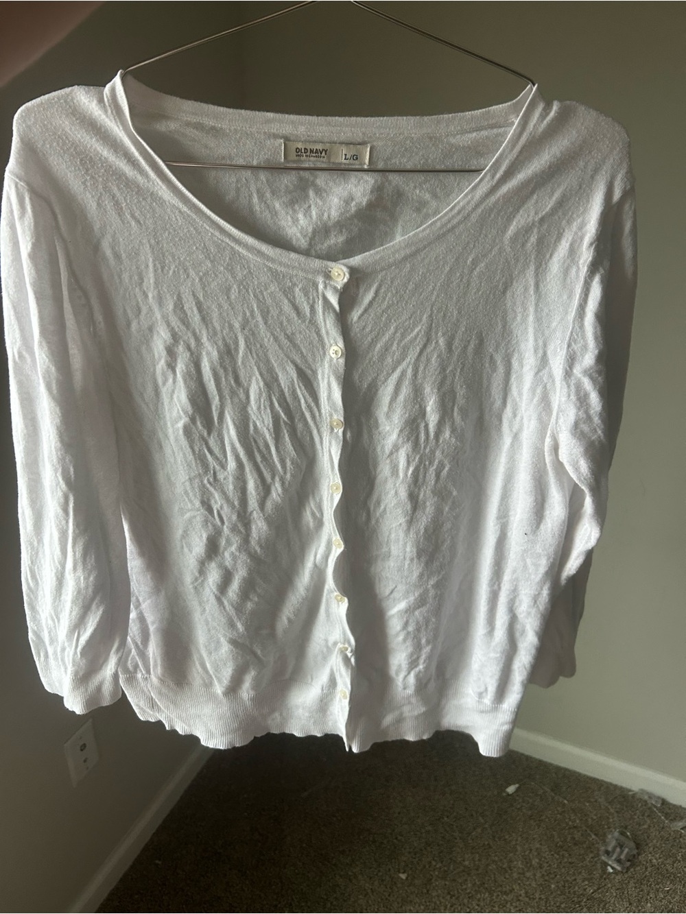 Old Navy White Button-Front Scoop Neck Women's Cardigan